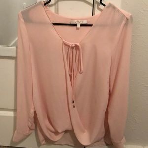Plunge Neck Tie Blouse